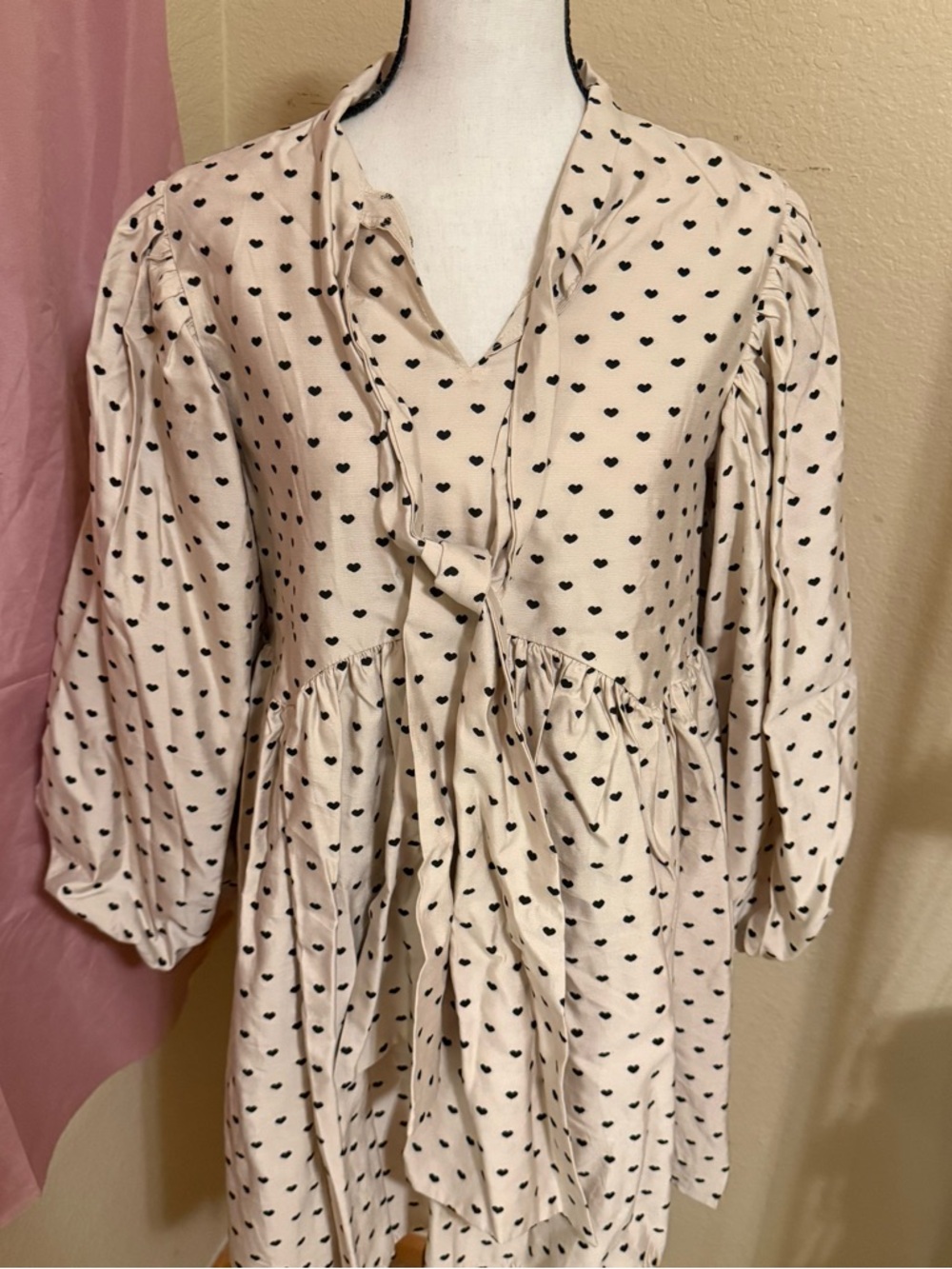 Sister Jane dress new Cream Heart-Print Babydoll Tunic